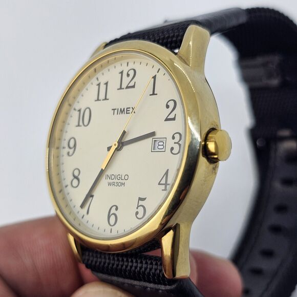 Timex Men's Easy Reader Watch 38MM Gold Case White Dial New Black Canvas Bands - Picture 5 of 15